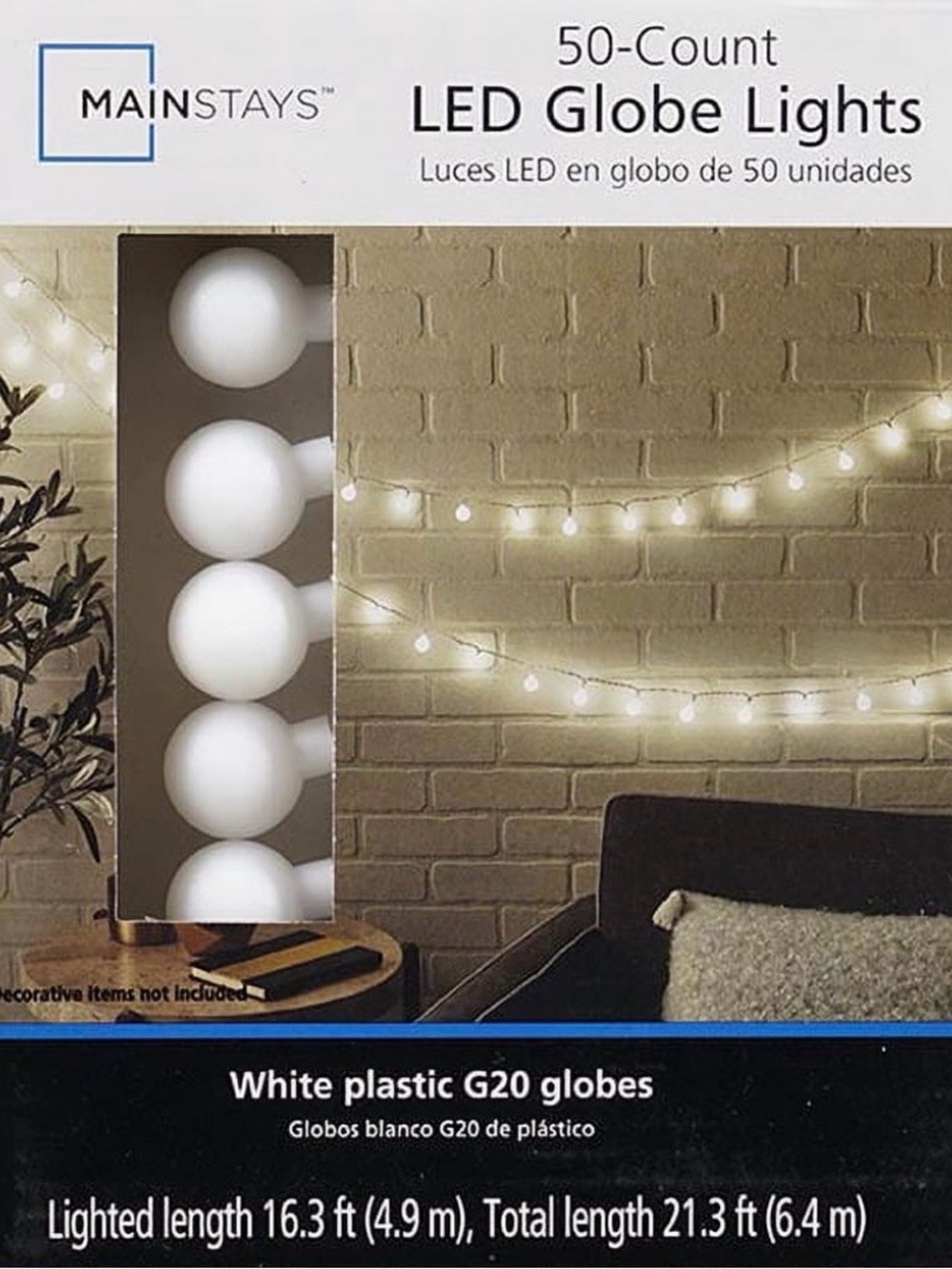Mainstays White Globe LED String Lights